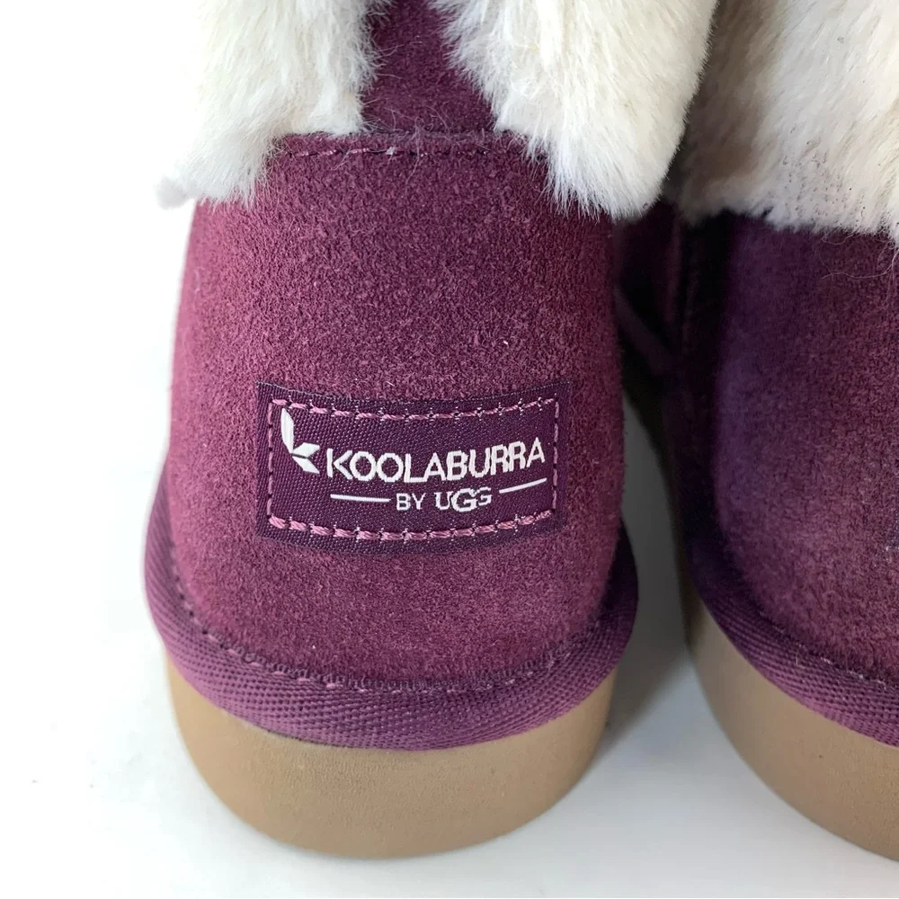 NEW Koolaburra by UGG Women’s Faux Fur Winter Boots Size 9 US - Plum & White - Picture 7 of 15